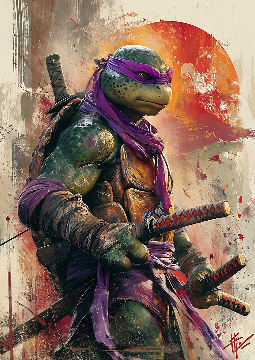 Leonardo Style Ninja Turtle Canvas Print & Poster Wall Art - AI PRINT LAB